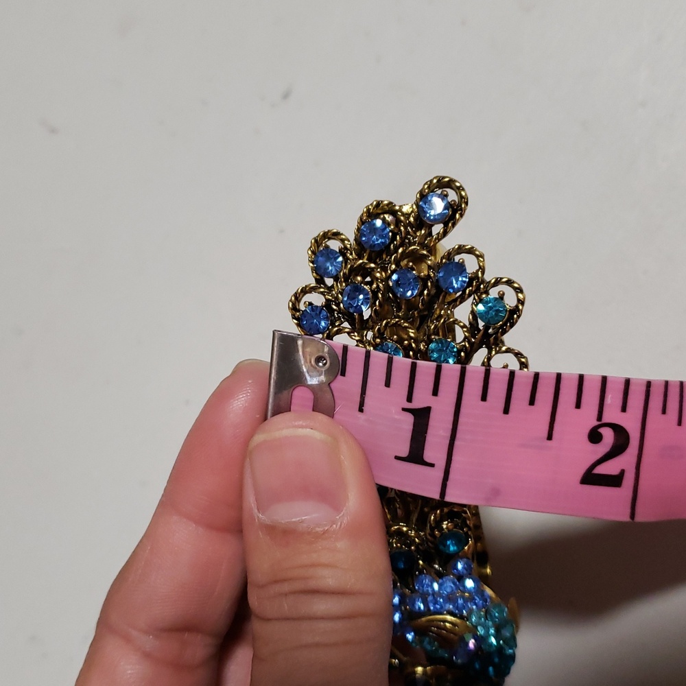 Vintage Womens Hair Barrette Peacock Rhinestone Hair Clip Victorian Timeless - Picture 12 of 13